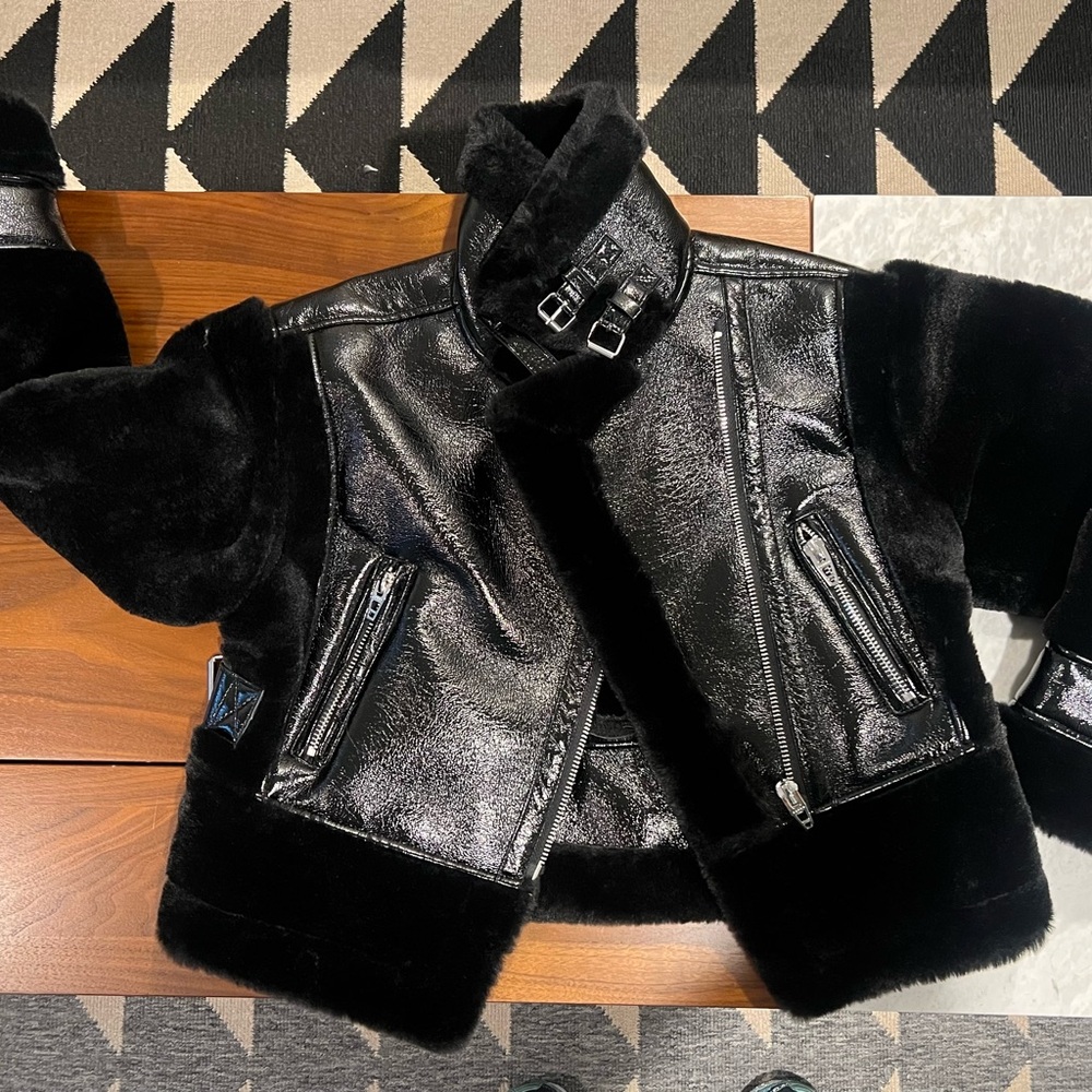 Blank NYC Black Faux Shearling Moto Jacket